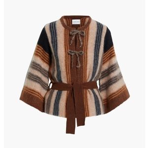 NWT ANTIK BATIK Moya belted brushed intarsia mohair-blend cardigan